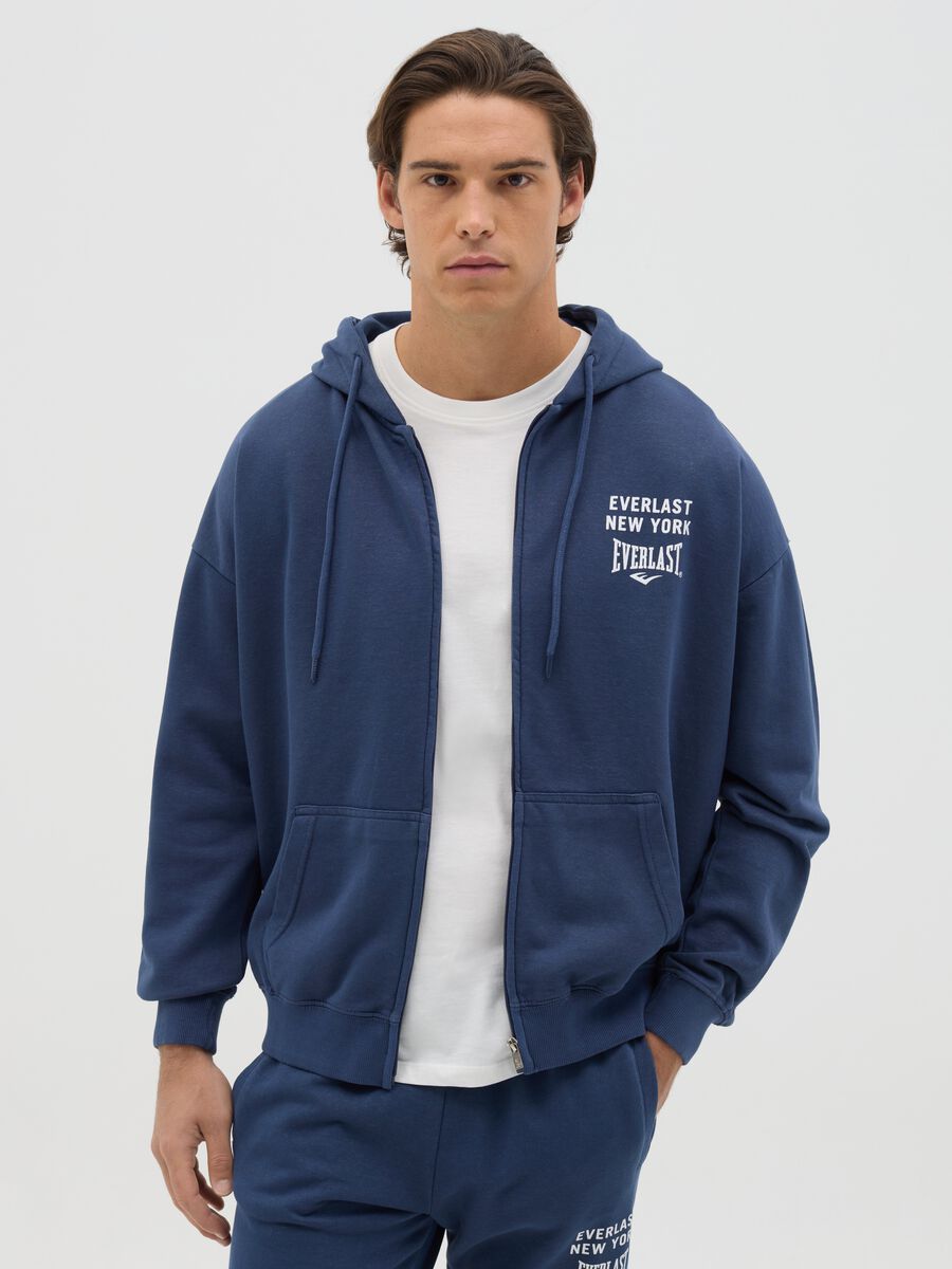 Blue full-zip sweatshirt with hood_0