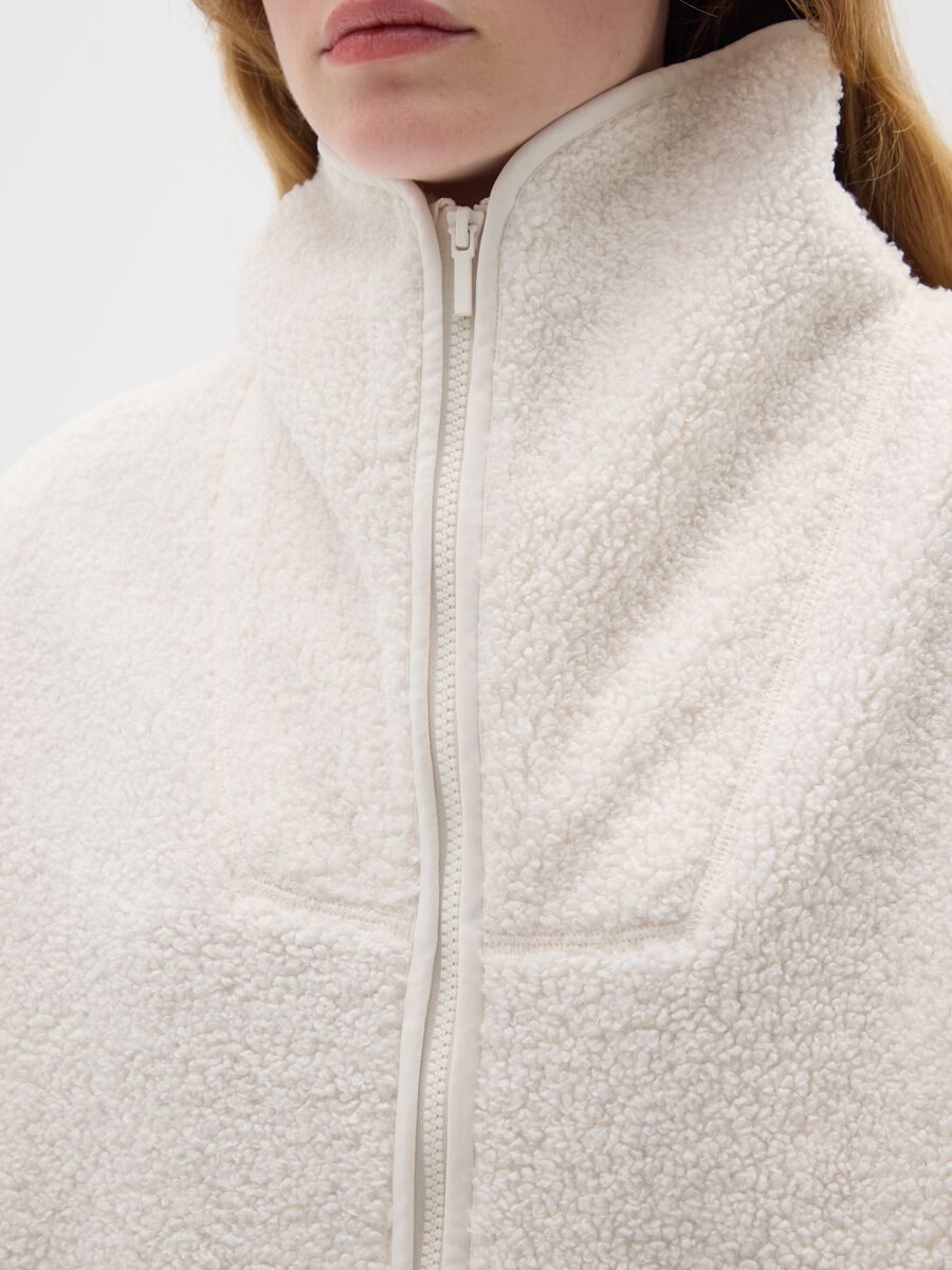 White regular fit zip-up sweatshirt_3