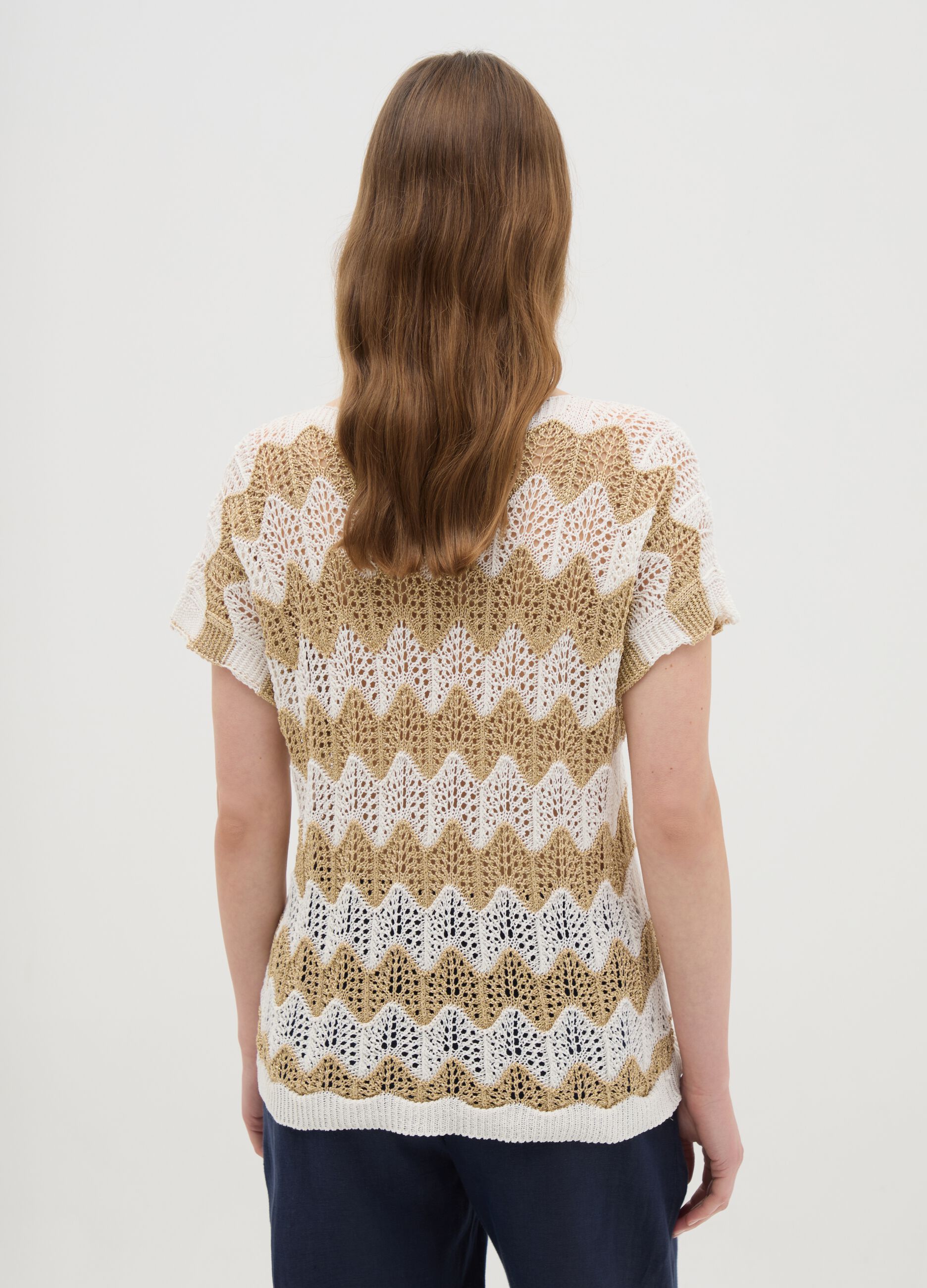 Maglia da donna in misto cotone multicolor regular fit