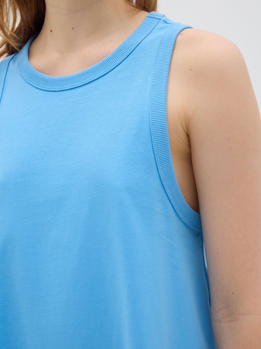 Women's dress in pure blue cotton_3