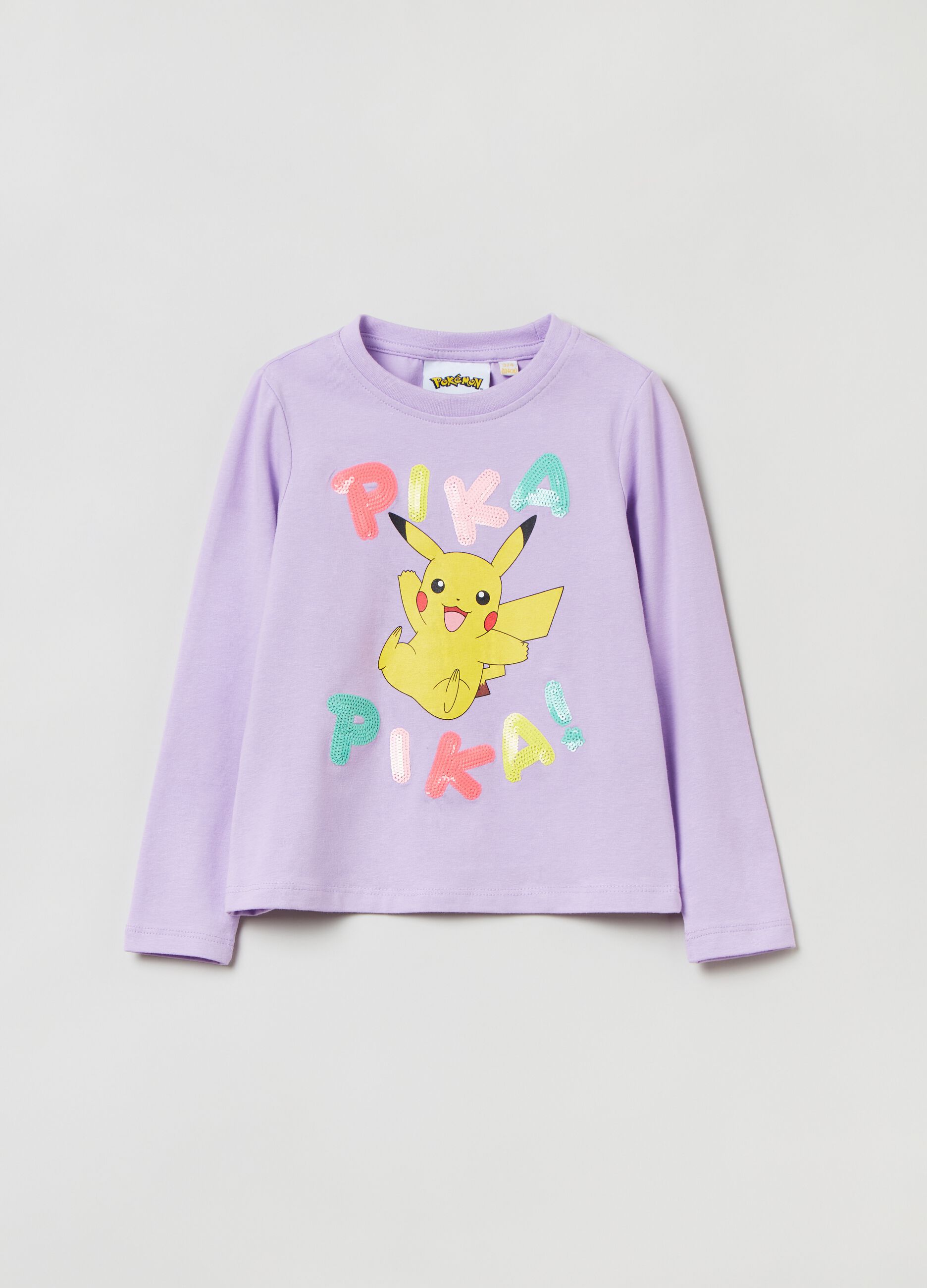 T-shirt a maniche lunghe con stampa Pikachu