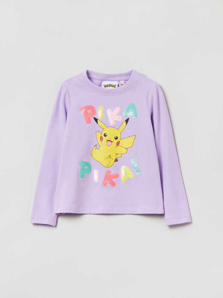T-shirt a maniche lunghe con stampa Pikachu_0