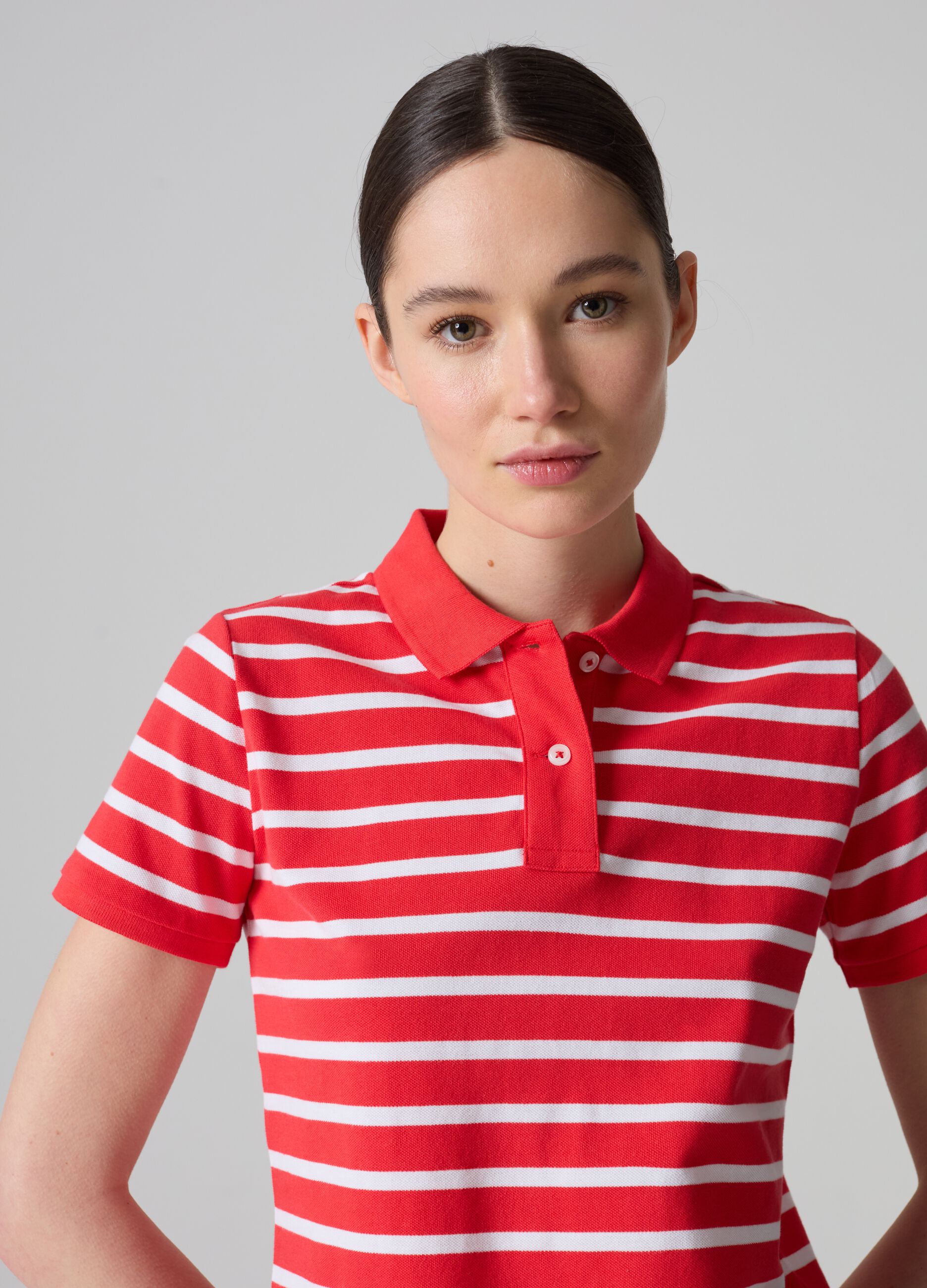 Organic cotton piquet polo shirt with stripes