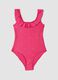 Pink ruffle-detail stretch swimsuit_0