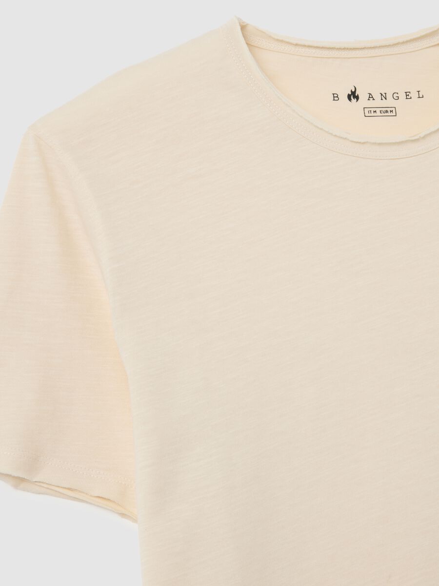 Men's beige pure cotton regular fit t-shirt_1