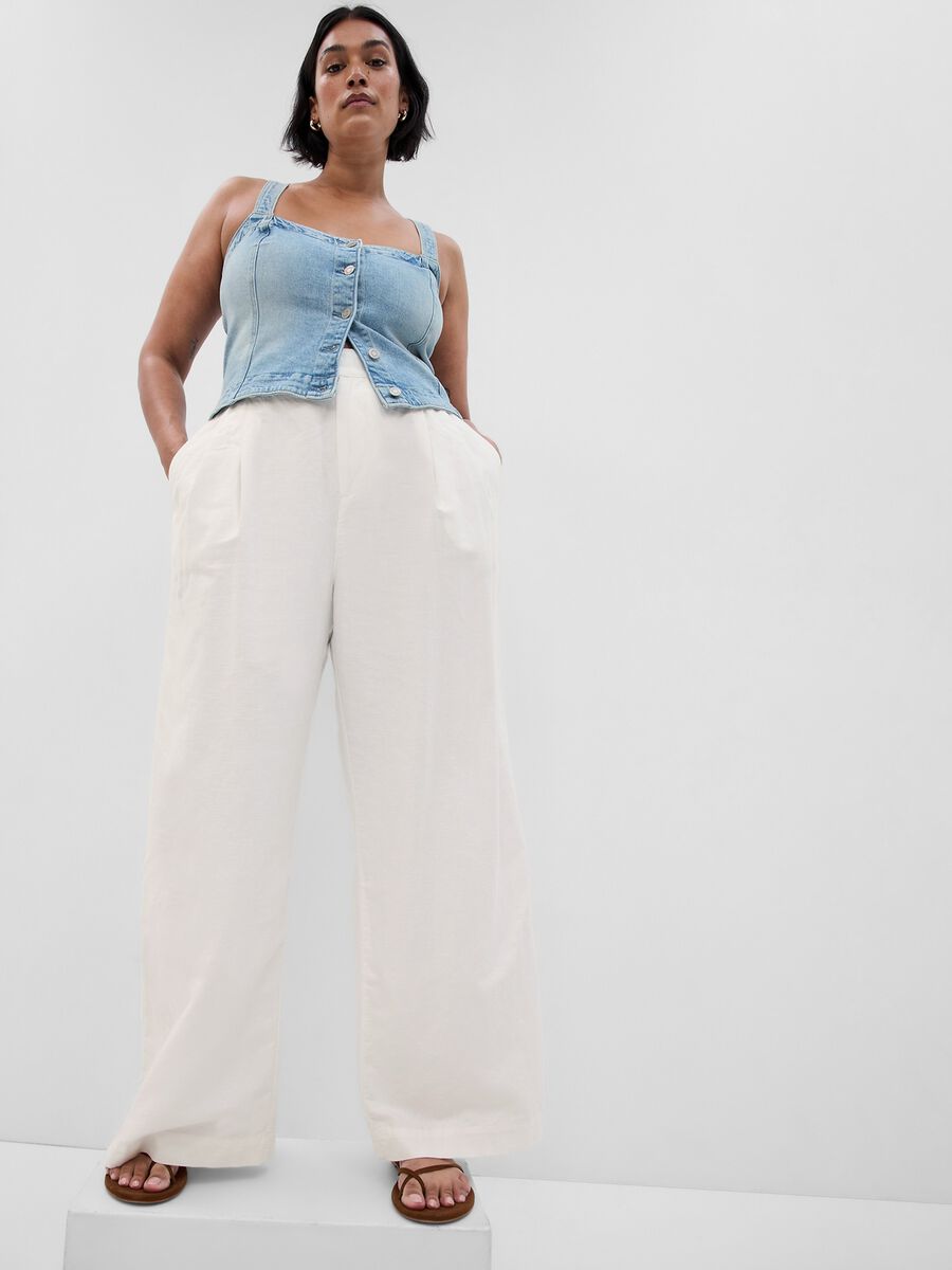 Pantaloni wide leg con pinces_2