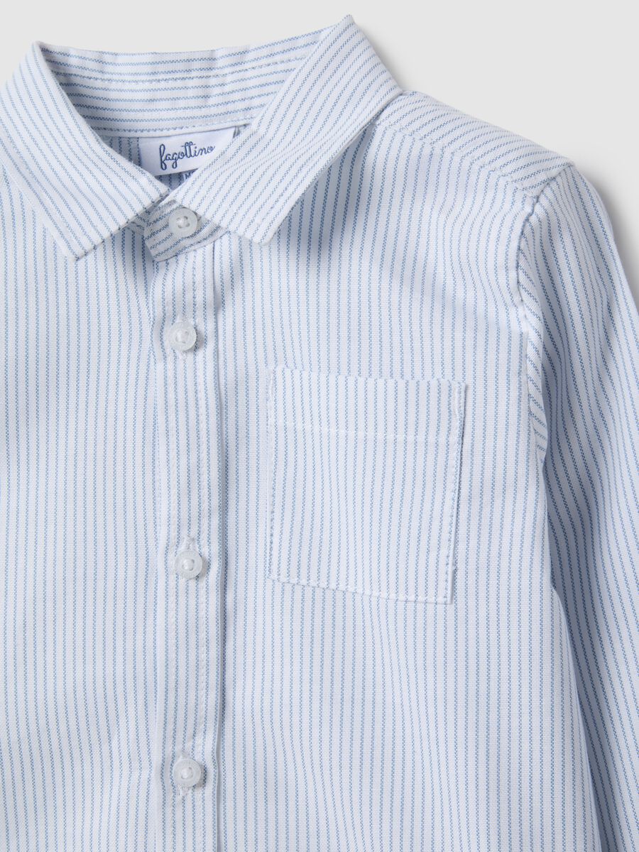 Blue striped pure cotton regular fit shirt for boy_2