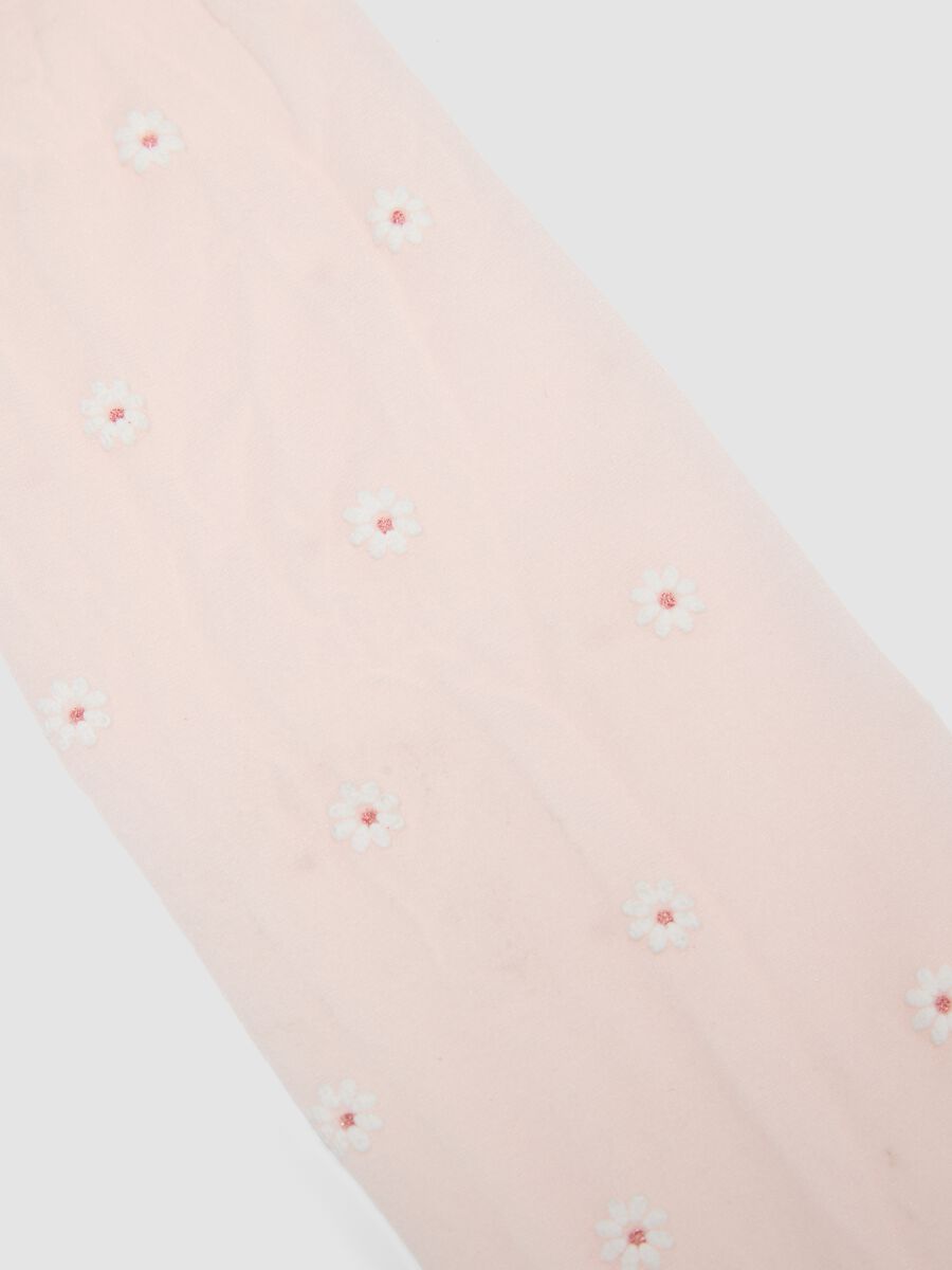 Collant elasticizzati rosa da bambina con margherite_2
