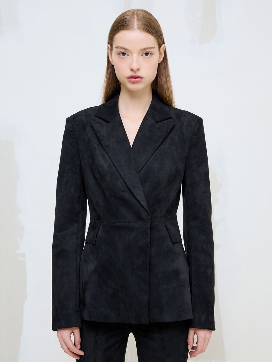 Faux Suede Blazer Black_5