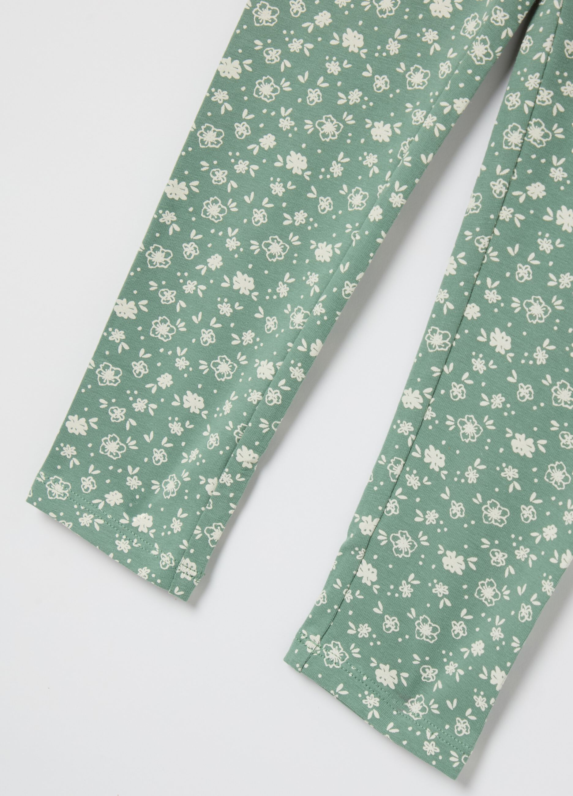 Leggings in cotone stretch stampa fiorellini 
