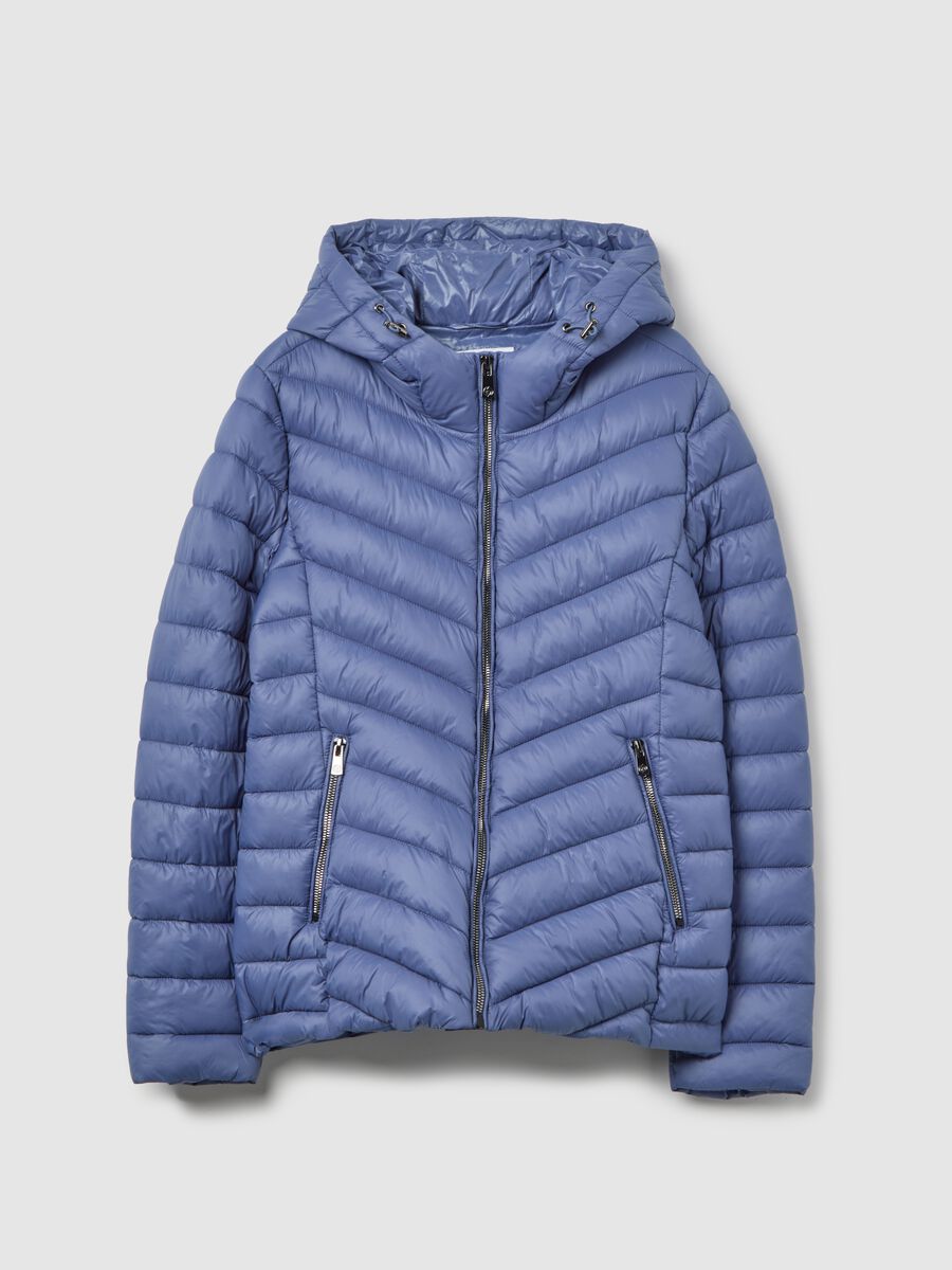 Blue padded jacket regular fit with hood_4
