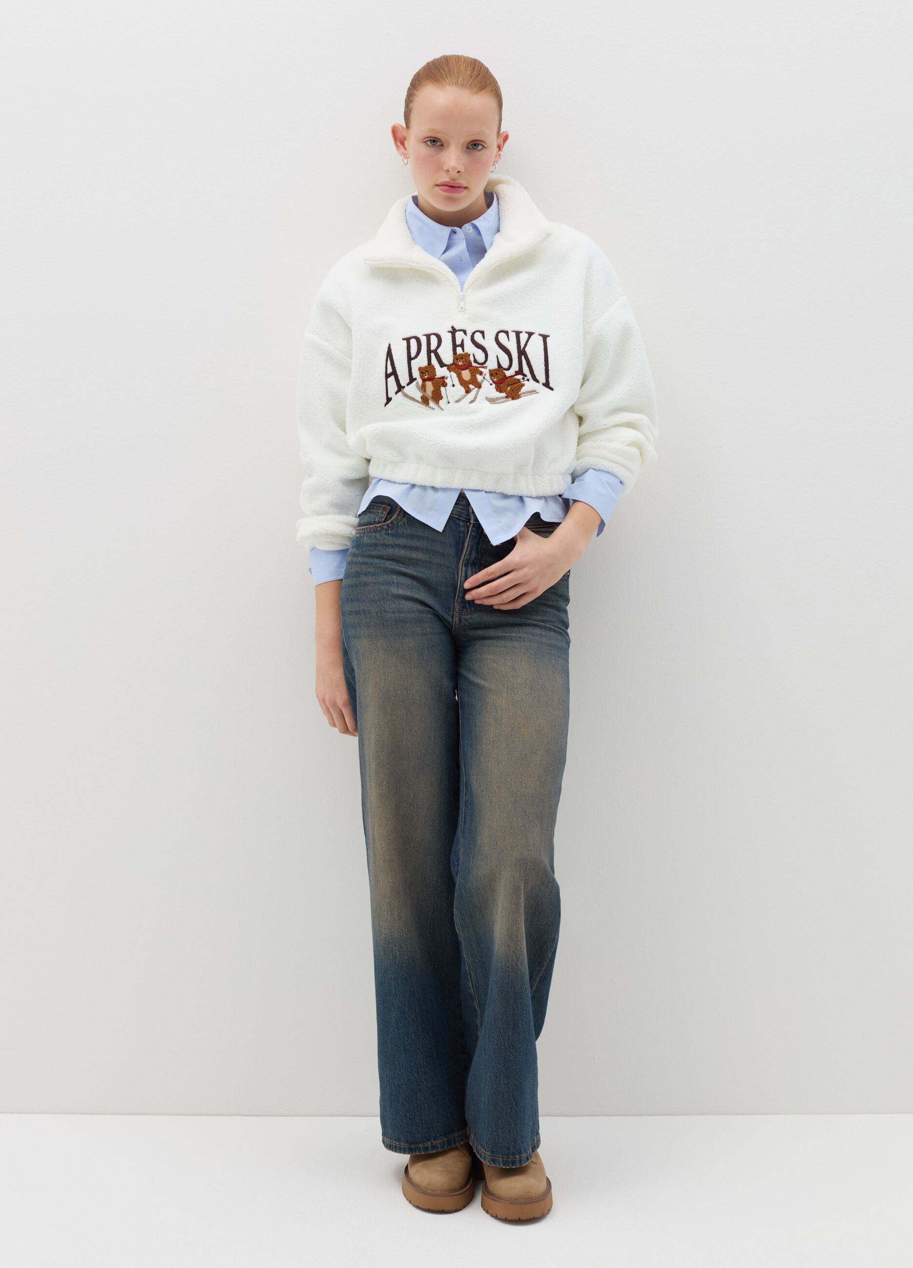 Felpa half-zip in pile