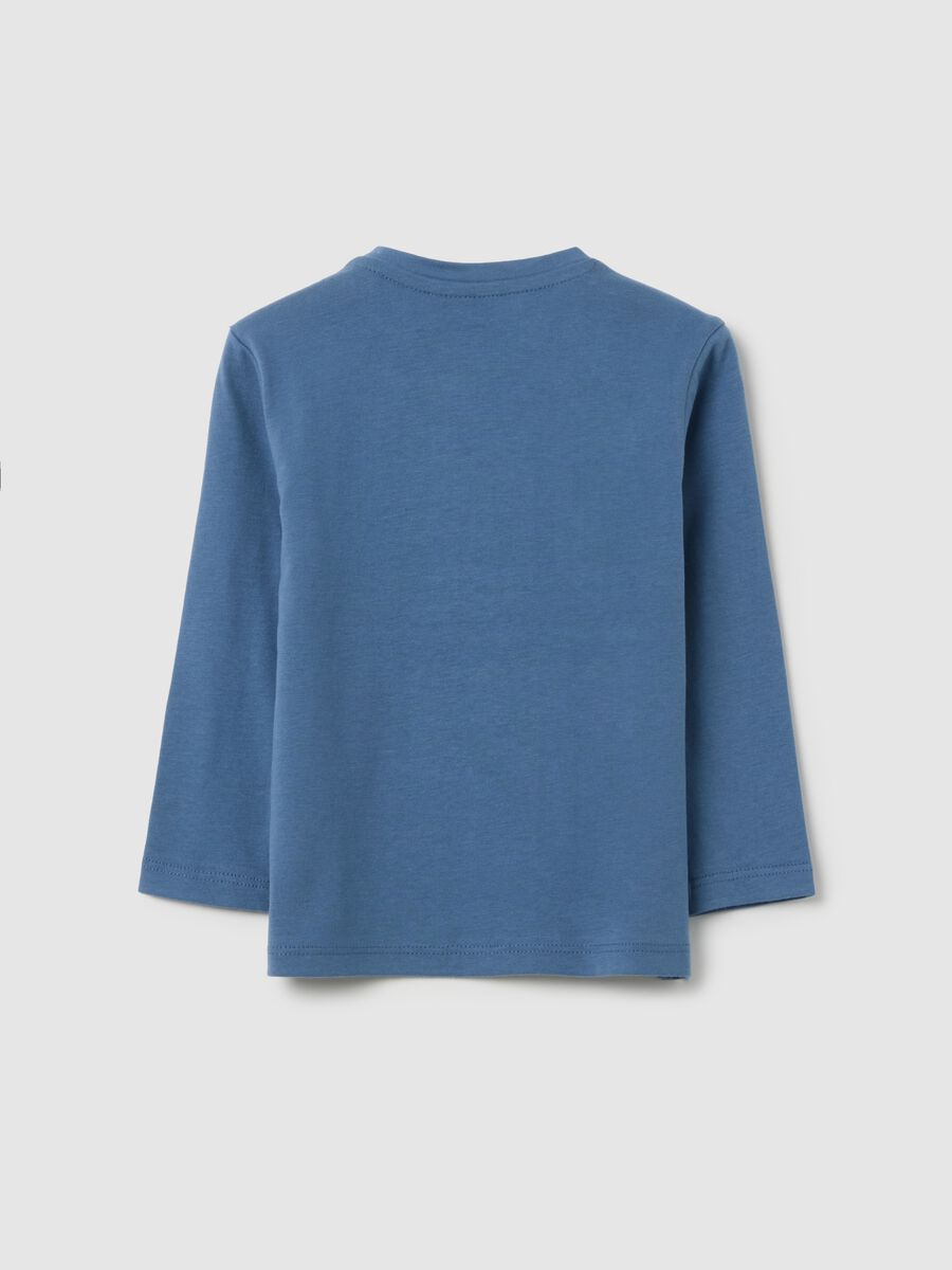 Children's blue pure cotton T-shirt with print_1