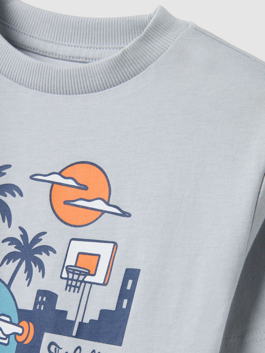 Blue pure cotton oversized fit kids' T-shirt with print_2