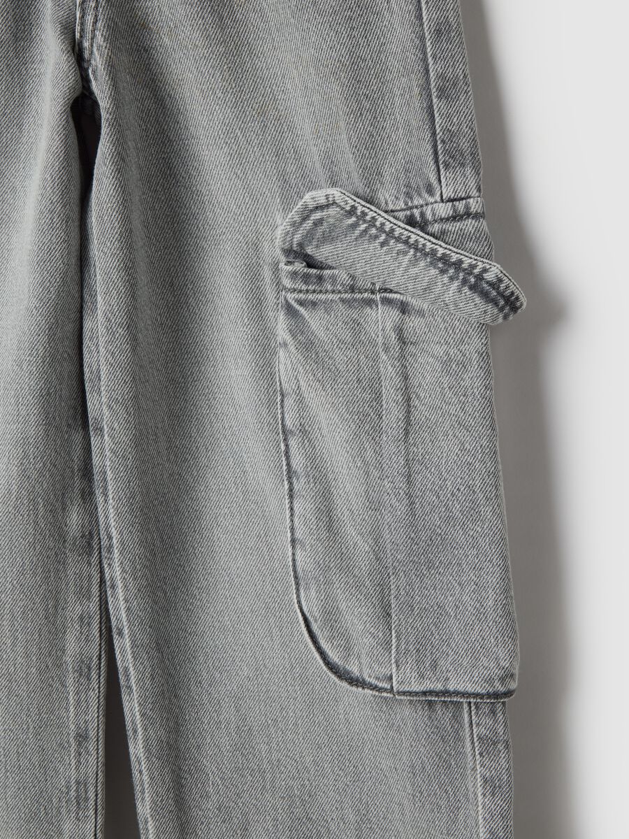 Girl's regular fit grey pure cotton trousers_3