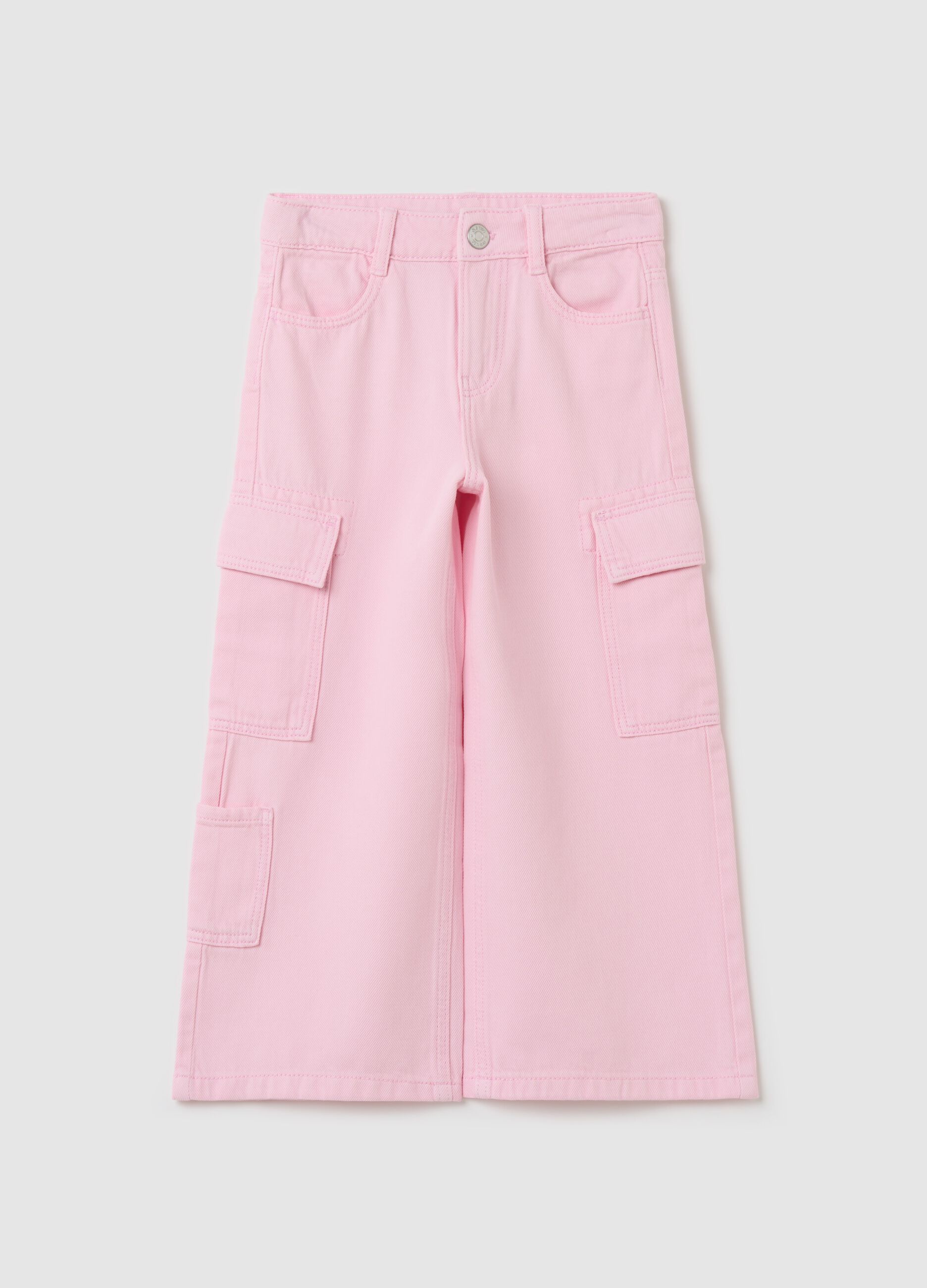 Wide-leg cargo trousers in twill