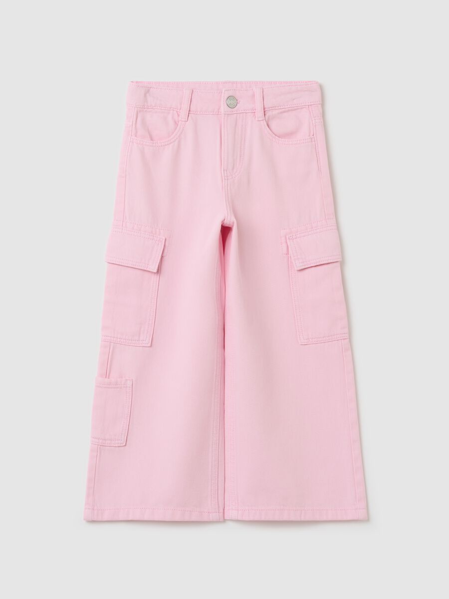 Wide-leg cargo trousers in twill_0