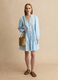 Deep V Blue Cotton Dress Regular Fit_1