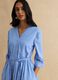 Pure cotton blue striped dress with V-neck in regular fit_3