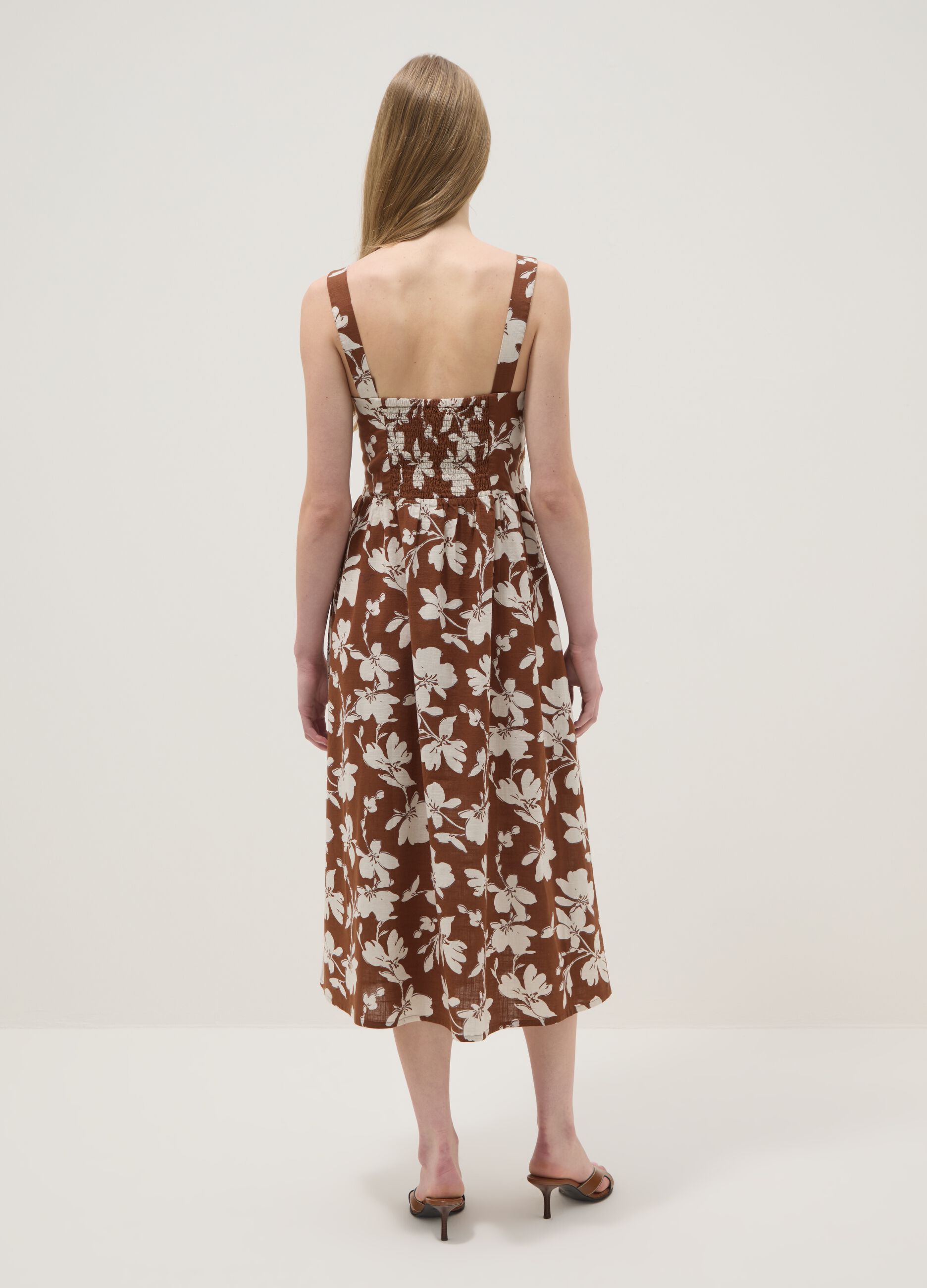 Brown floral print dress