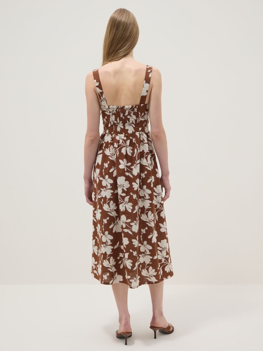 Brown floral print dress_2