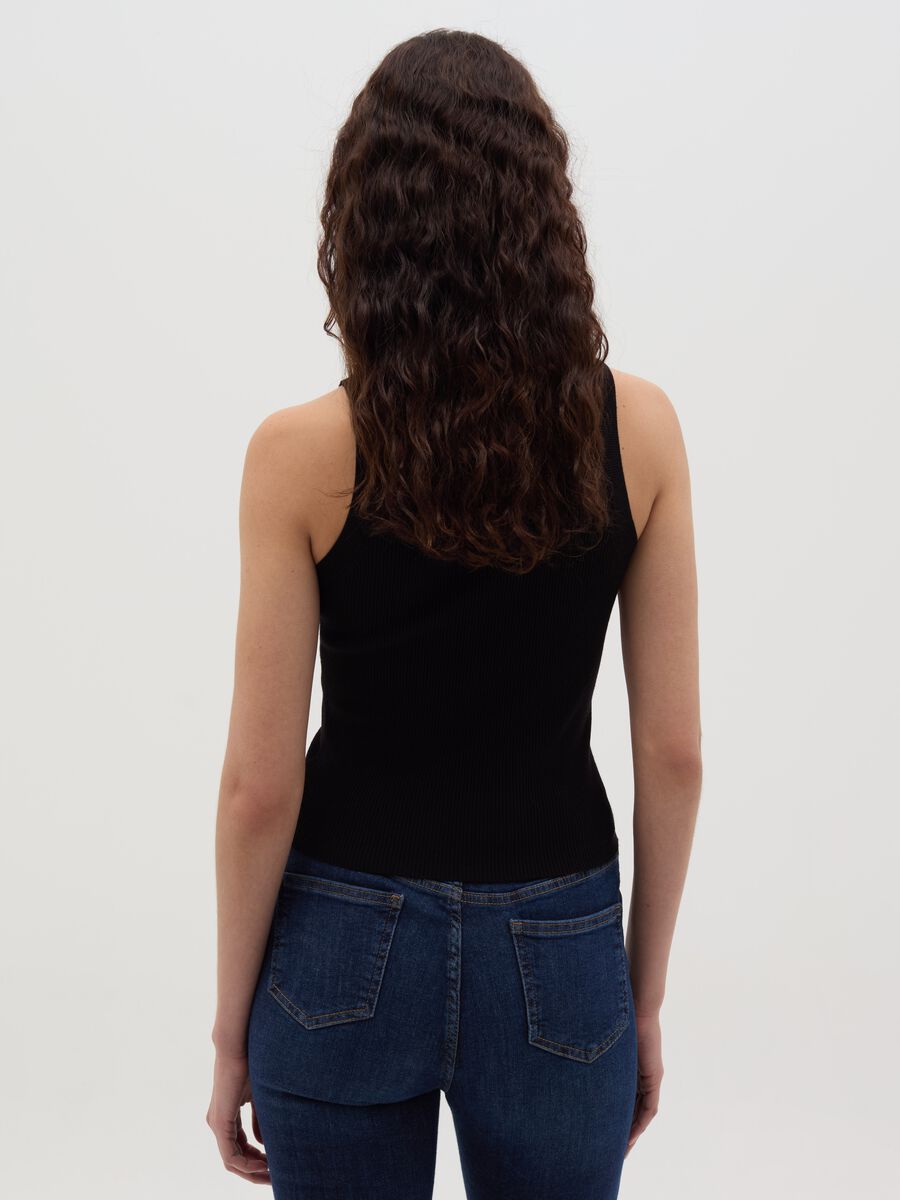 Ribbed tank top with halter neck_3