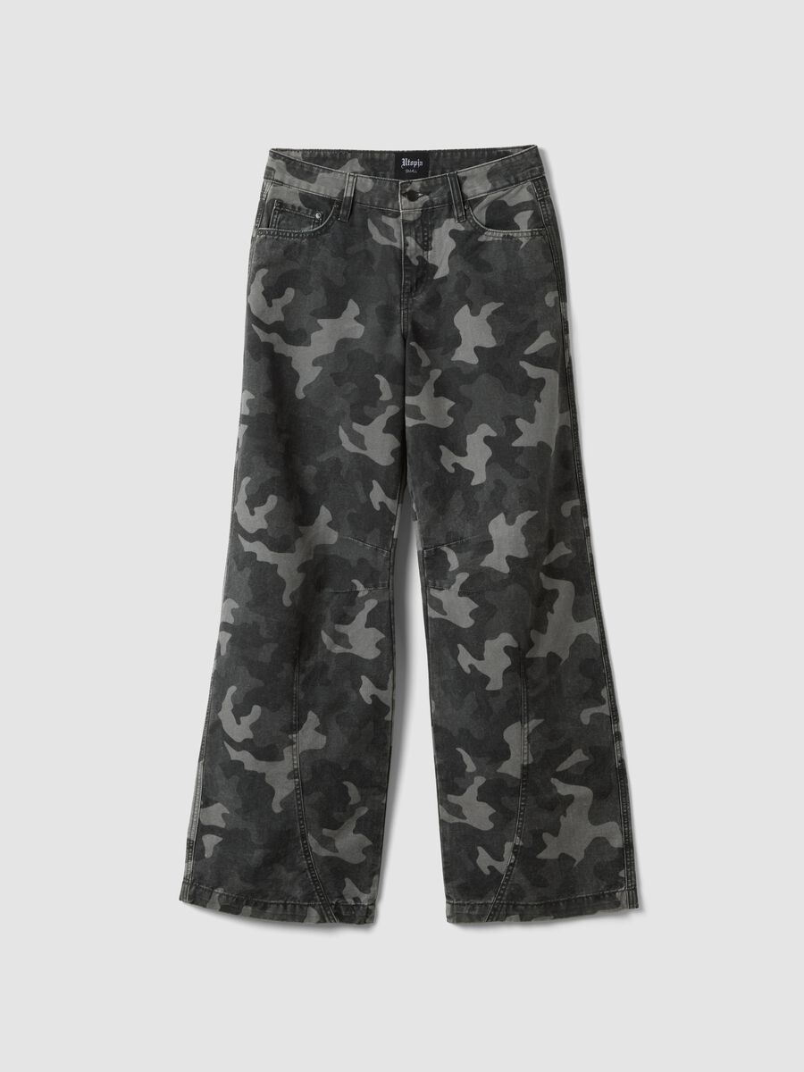 Wide Leg Denim Dark Camo_0