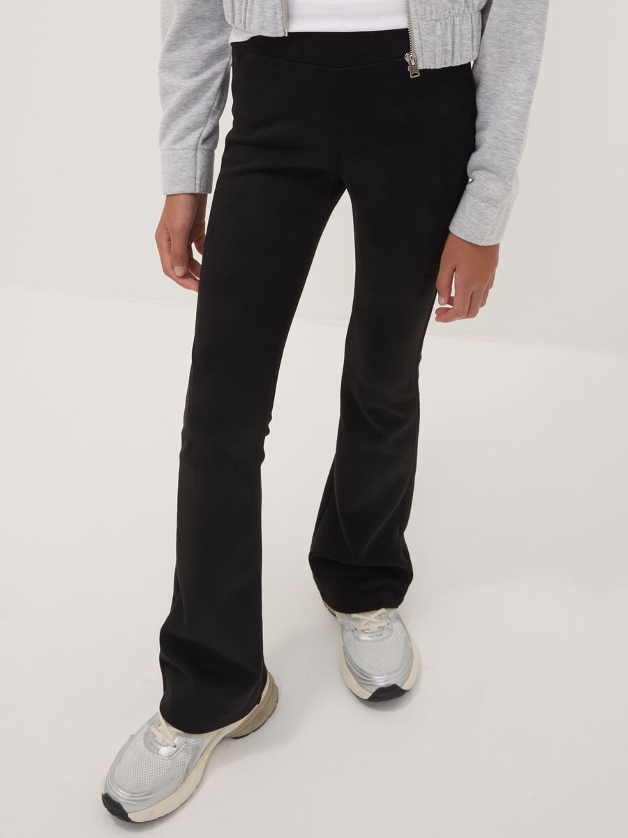 Leggings neri flare in tessuto elasticizzato_2