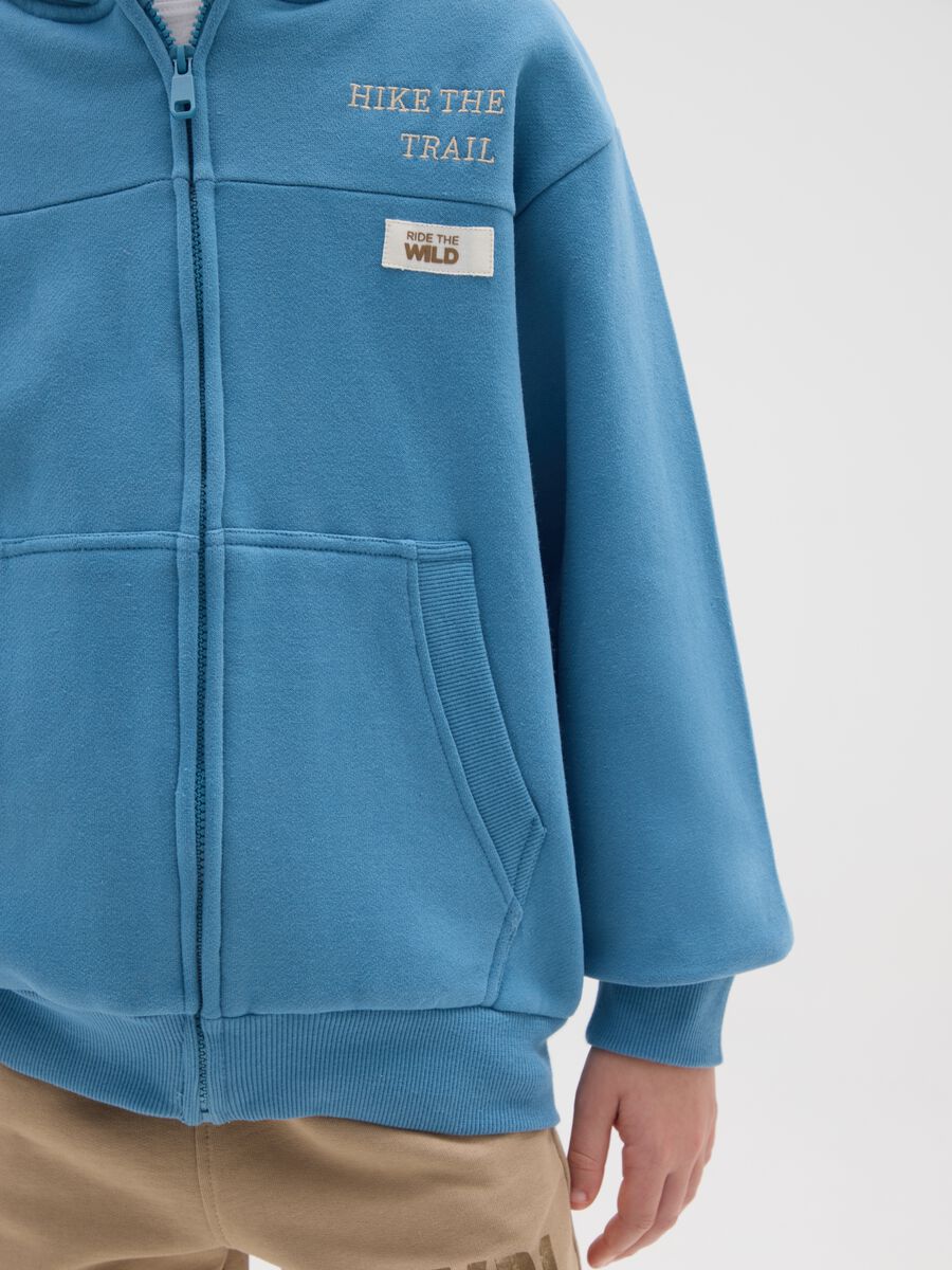 Felpa da ragazzo in puro cotone blu regular fit con zip_2