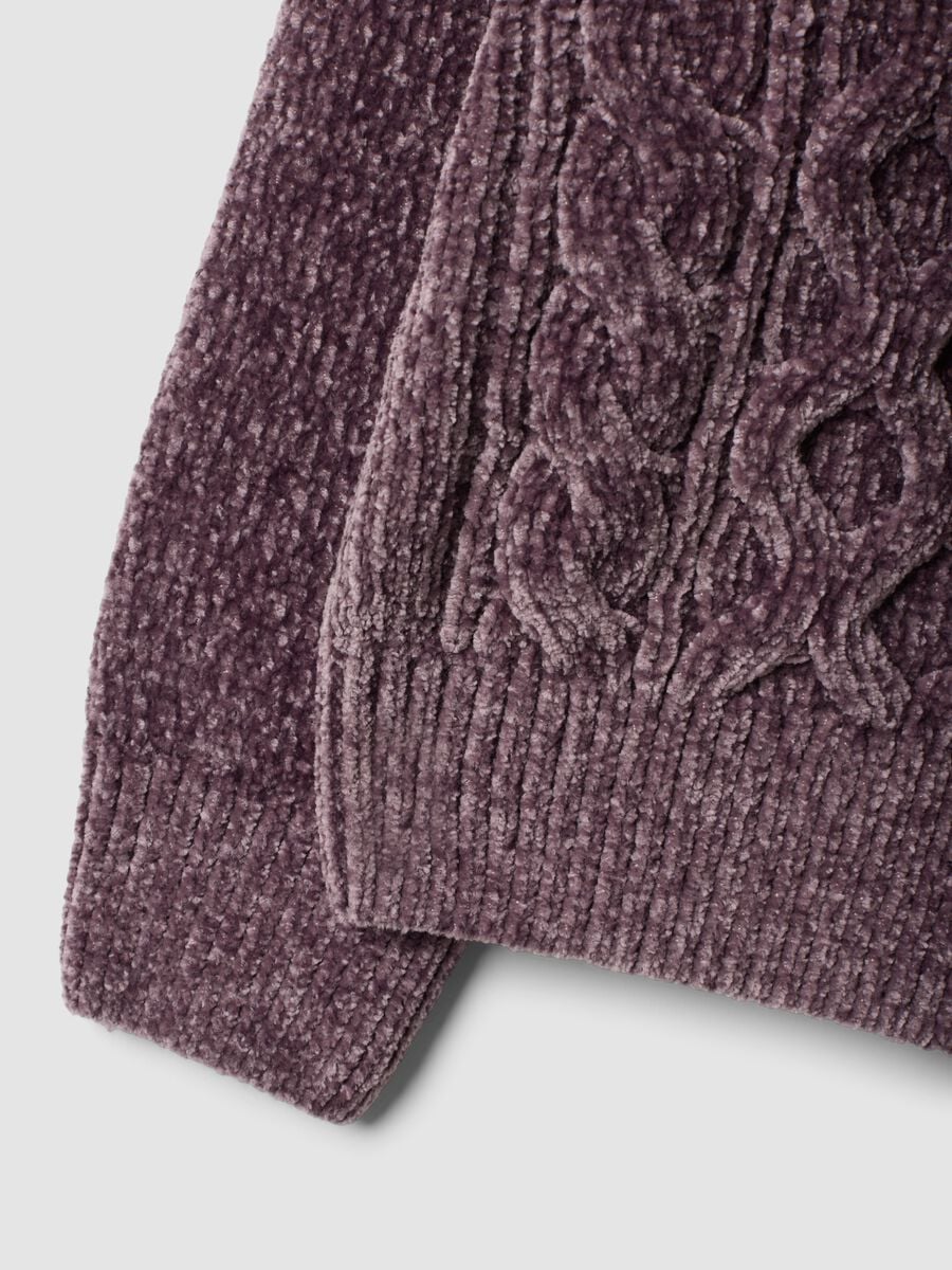 Maglione viola prugna girocollo a trecce regular fit_3