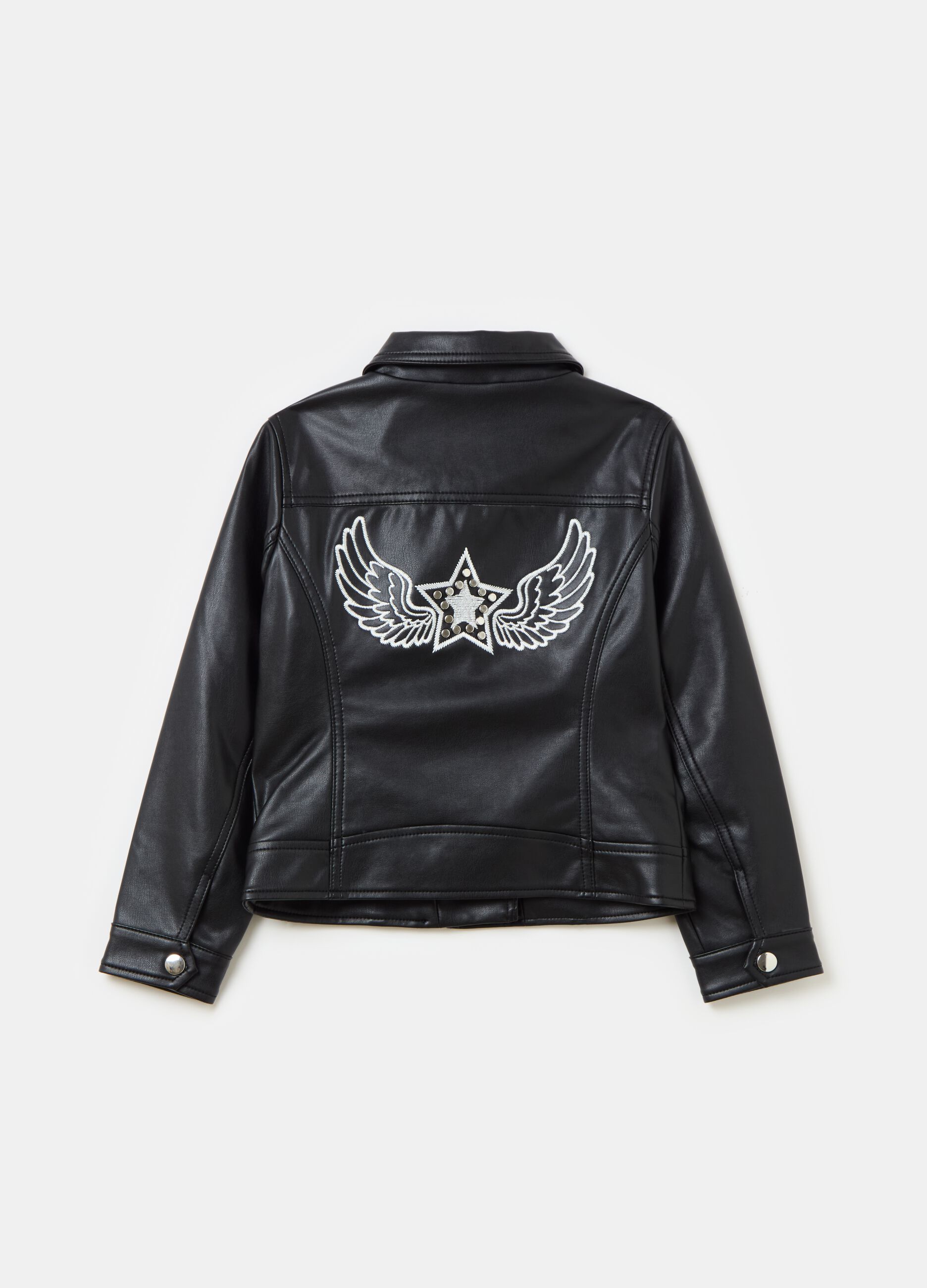 Glossy-effect jacket with embroidery
