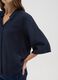 Blue Blouse with V-Neck and Wide Sleeves_3