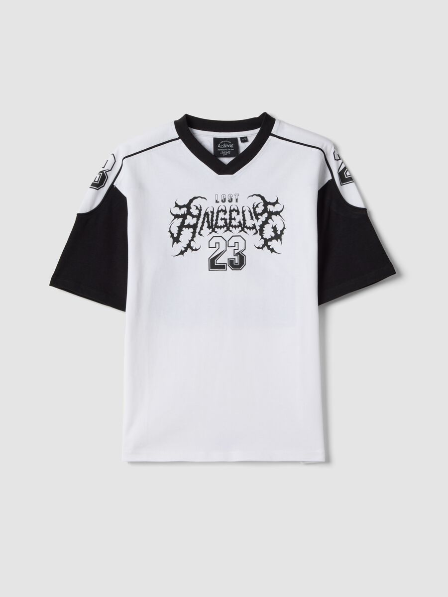 T-shirt in puro cotone multicolor da bambino oversize fit con stampe_3