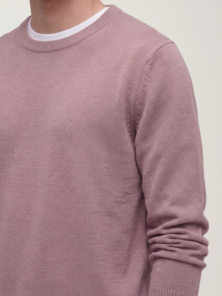 Maglia rosa girocollo in jersey knit regular fit_1