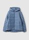 Blue padded regular fit jacket with zip and hood_0