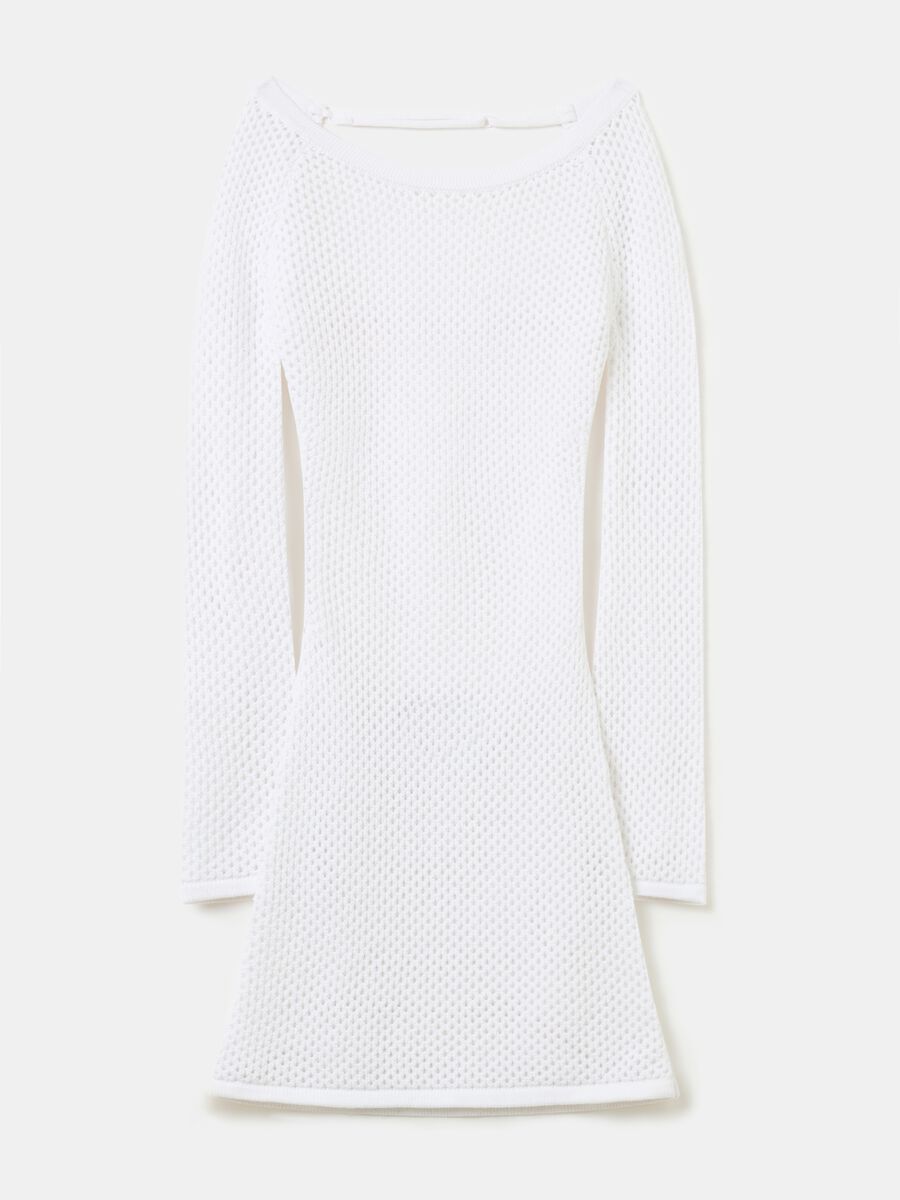 Backless Knit Mini Dress White_4