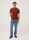 Red pure cotton short-sleeve regular fit polo shirt_1