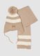Brown knitted hat and scarf set with stripes_0