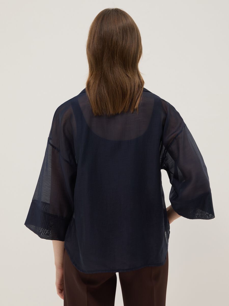 Blusa blu a maniche lunghe in misto viscosa regular fit_3