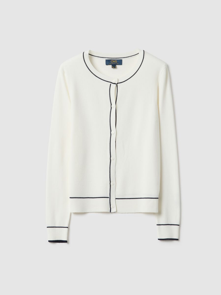 White viscose blend regular fit cardigan with buttons_0