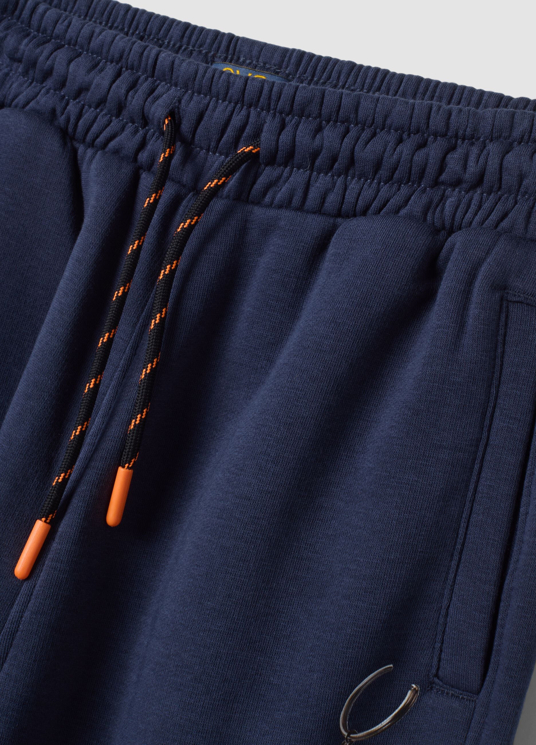 Blue cotton-blend jogger trousers, comfort fit