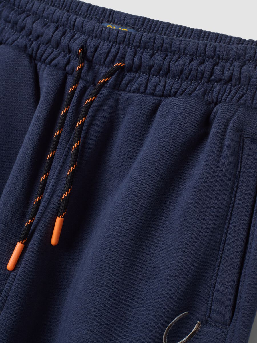 Blue cotton-blend jogger trousers, comfort fit_3