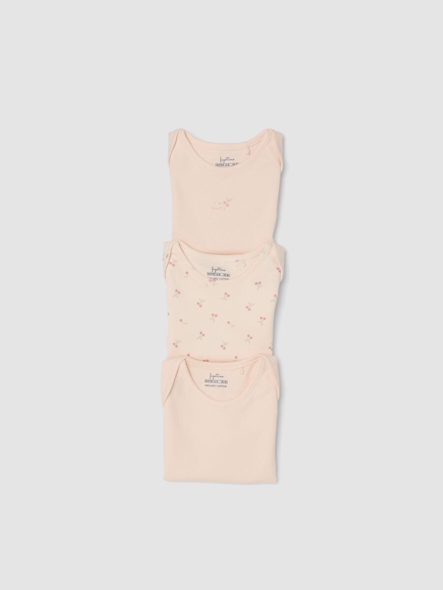 Tripack di body rosa in cotone organico a maniche corte per neonata e bimba_2