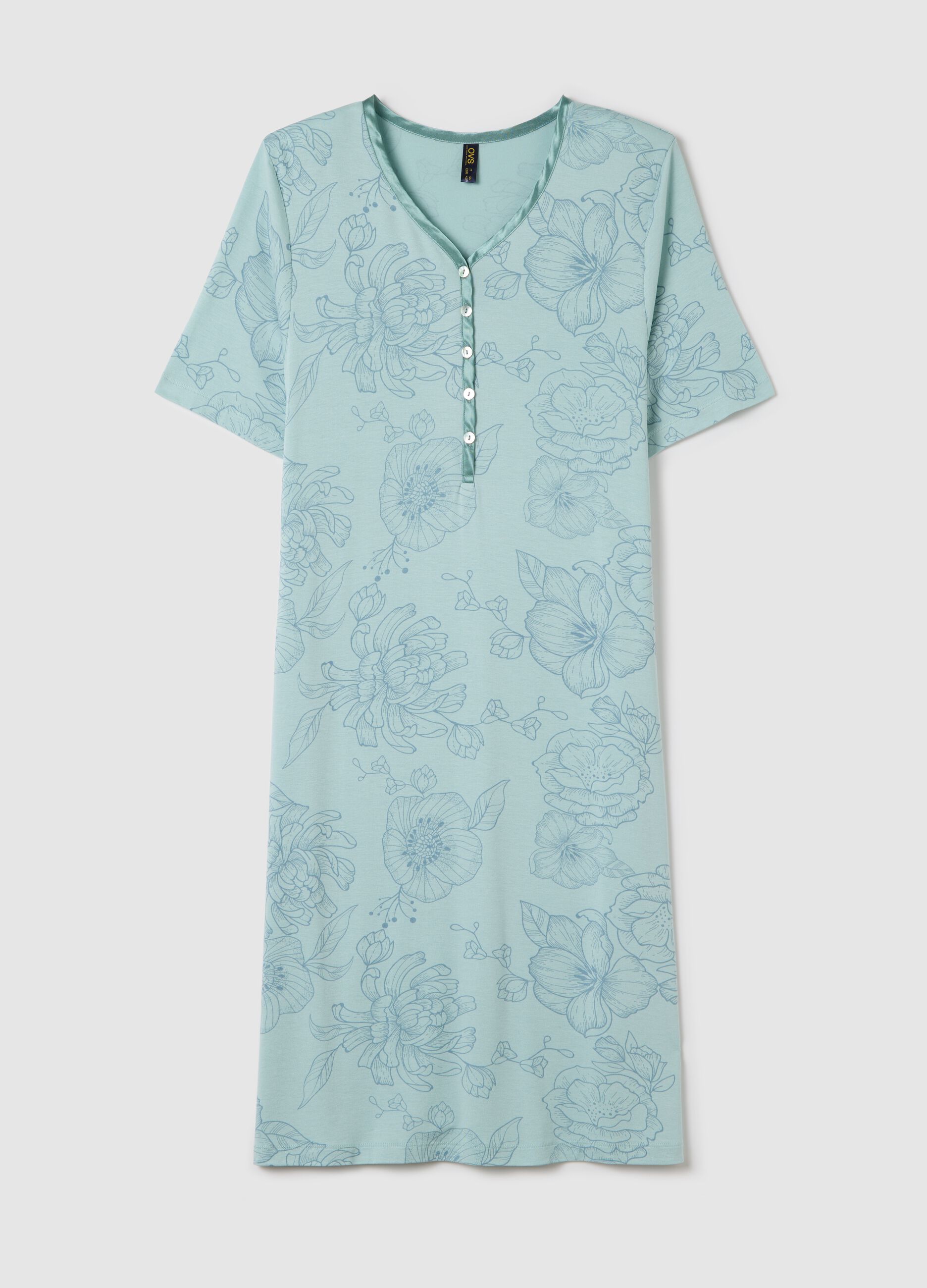 Light blue nightgown with floral print