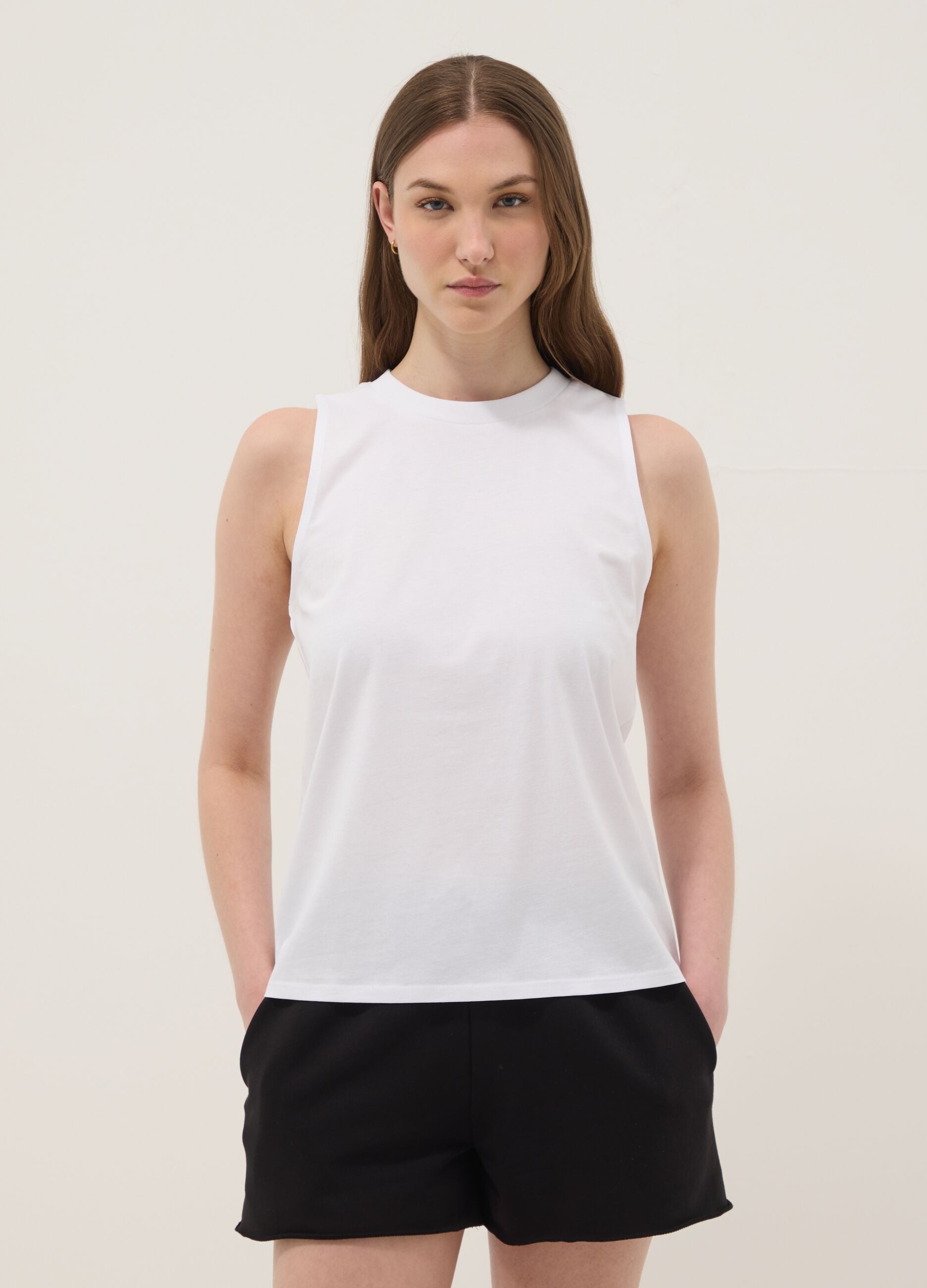 White pure cotton tank top
