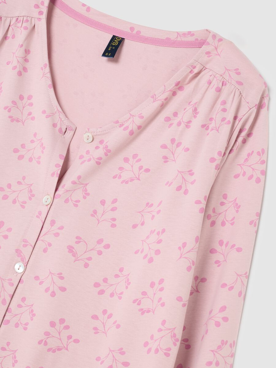 Pink pure cotton pyjamas with floral print_5