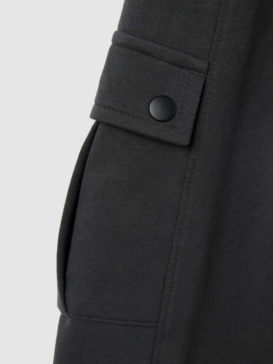 Grey cotton regular fit kids' trousers_3