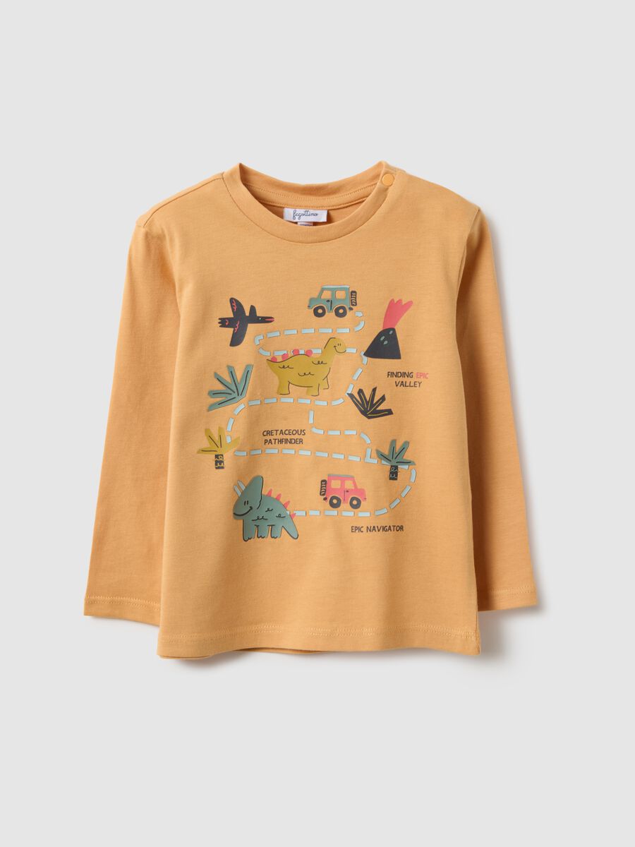 Orange pure cotton toddler t-shirt regular fit with print_0