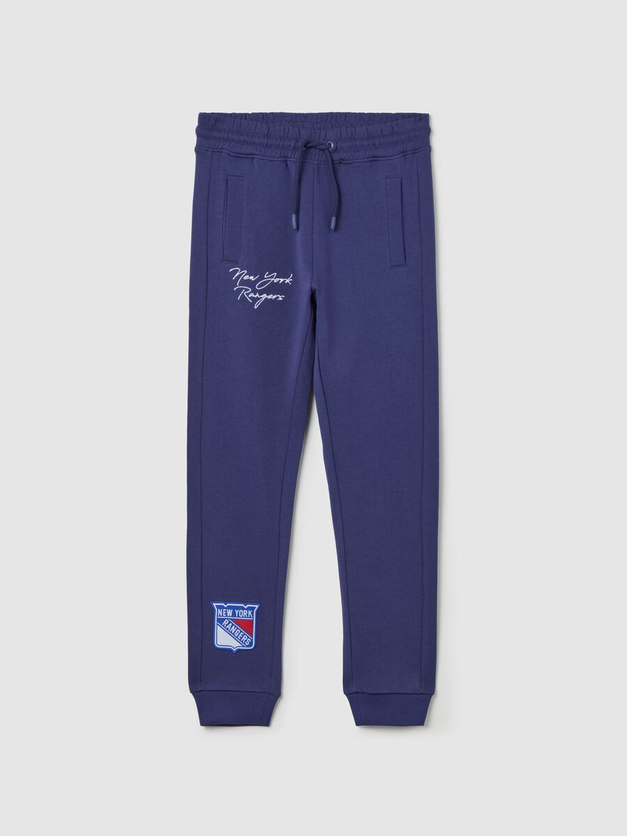 Joggers with drawstring and "New York Rangers" embroidery_0