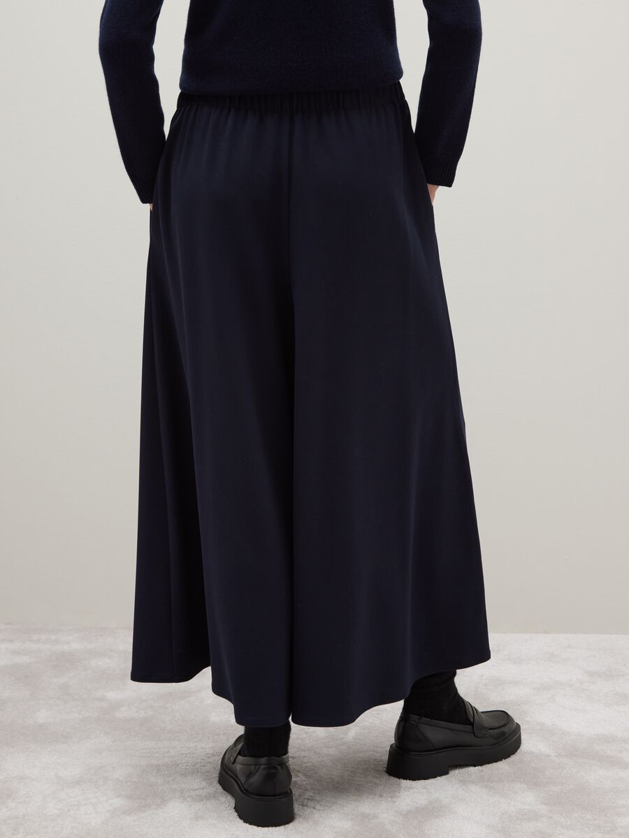 Blue Stretch Fabric Palazzo Trousers with Relaxed Fit_2